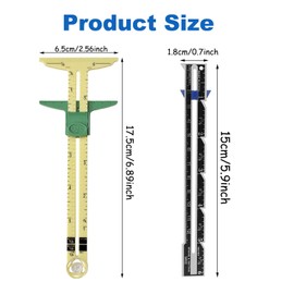 2 pcs Sliding Gauge Sewing Measuring Tool Set,5-in-1 T-Shaped Hemming Measuring Ruler Tool Fabric Quilting Ruler for Knitting Crafting Sewing Beginner Supplies,Stainless Steel Sewing Accessories