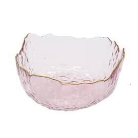 S.ROKE TTAN 45oz Glass Salad Bowls, Kitchen Meal Prep Bowls, Irregular Shape Decorative Centerpiece Bowls, Kitchen Serving Bowls for Salad, Fruit, Dessert, Freezer Safe - Light Pink (Large)