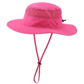 Magracy Unisex Outdoor Mesh Bucket Hat Summer Wide Brim UV Protection Hat Fishing Hat, Rose Red