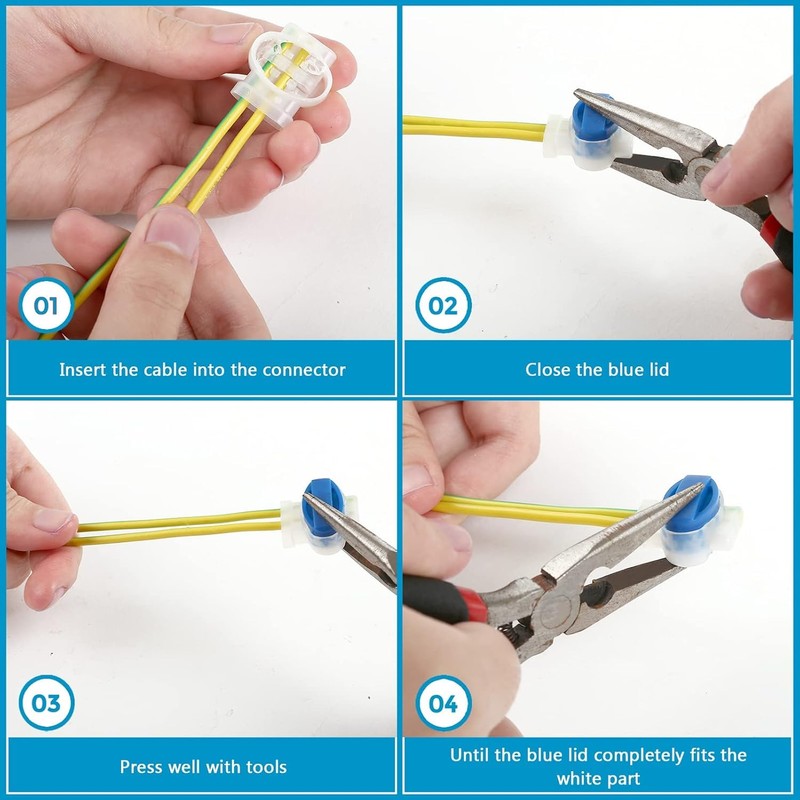 GWHOLE 3-Way Wire Connectors, 40Pcs Waterproof Electrical Wire Connectors Outdoor