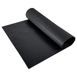 Resilia - Black Plastic Floor Runner/Protector - Embossed Wide Rib Pattern (36 Inches Wide x 25 Feet Long)
