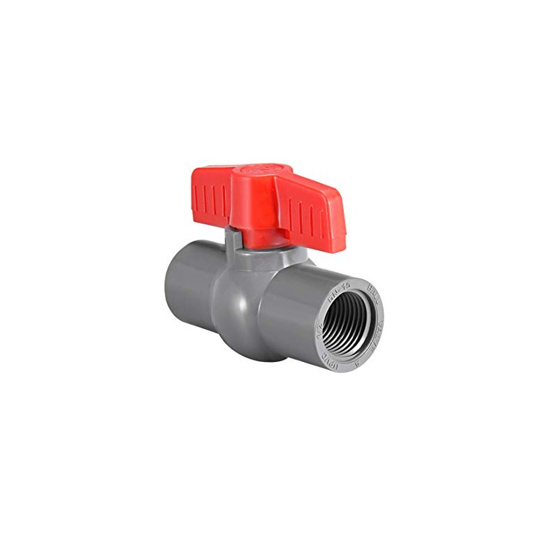 sourcing map PVC Ball Valve Supply Pipe Knob Threaded Ends