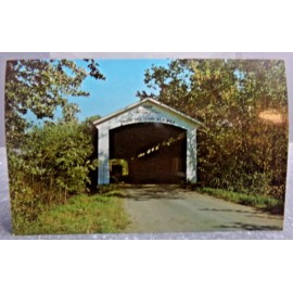 ESTELL WHOLESALE CO INDIANA COVERED BRIDGE POSTCARD COAL CREEK BRIDGE ACROSS COAL CREEK LODI INDIANA