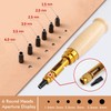 Bestgle Adjustable Leather Hole Punch Tool, Automatic Wood Handle Screw