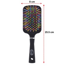Multi-Coloured Paddle Brush - 11 Row with Wavy Bristles