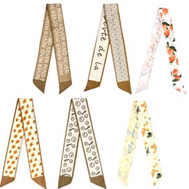 Lusstiazz Silk Feel Headscarf for Women, Long Thin Elegant Hair Scarf, Versatile Neck & Purse Scarf Accessory for Handbags, Yoga, Fashion Styles (Khaki Girl)