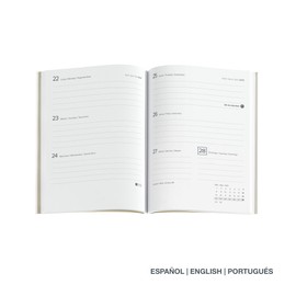 Miquelrius - 2024 Week to View Diary Journal 122 x 168 mm Flexible Faux Leather Cover Stitched Double Rubber Closure Spanish English and Portuguese Green