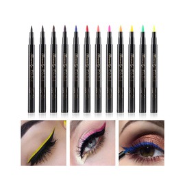 Cat Eye Makeup Waterproof Neon Colorful Liquid Eyeliner Pen Make Up Comestics Long-lasting Black Eye Liner Pencil Makeup Tools (black)