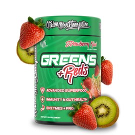VMI Sports Greens + Reds Advanced Superfood Immunity and Gut Health | Enzymes & Probiotics | 30 Servings (Strawberry Kiwi)