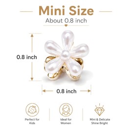 25 Pcs Mini Pearl Flower Hair Clips Decorative Miniature Bang Clip, Bridal Wedding Hair Accessories for Women Girls