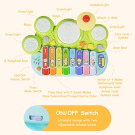 Costzon 3 in 1 Musical Toy, Electronic Xylophone with Game Drum, Kids' Drum & Percussion Instruments, Educational Piano Keyboard, Preschool Toy for Toddlers