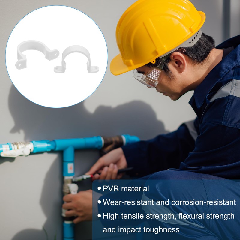 sourcing map 6Pcs PVC Pipe Straps, 40mm(1-4/7") Plastic Conduit Strap