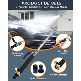 Rerennco Upgraded Jet Nozzle for Garden Hose Power Washer Wand Hydro Jet High Pressure Washer Tools with 2 Different Nozzles and Hose Quick Connectors