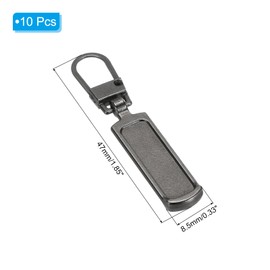 PATIKIL Zipper Pull Replacement, 10 Pcs Detachable Metal Zipper Tab Repair Kit Handle Fixer Extension for Luggage Jackets Suitcase Boots, Gun-Black