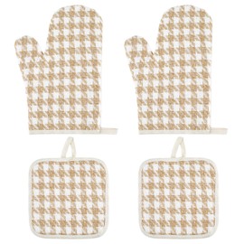 TWINKLEMON 4PCS Oven Mitts and Pot Holders Sets Heat Resistant Oven Mitts with Pothholder Thick Kitchen Oven Gloves and Pot Holders Pads for Cooking Baking - 2 Kitchen Mittens are for The Right Hand