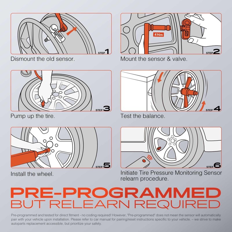 A-Premium 4PCS Pre-Programmed TPMS Sensor Tire Pressure Monitoring Sensor -