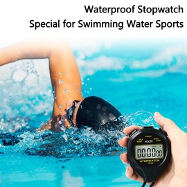 FCXJTU Simple Digital Waterproof Stopwatch, No Bells, No Clock, No Alarm, Simple Basic Operation, Silent, ON/Off, Pure Stopwatch for Swimming Running Training Kids Coaches Referees Teachers (Blue)
