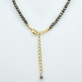 Gempires Gift Pyrite Beads Necklace for Women, Choker Style, Faceted Beads 3.5 mm, Pyrite Jewelry, 20 inch Gold Plated Adjustable Chain