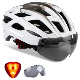 Shinmax Bike Helmet, CPSC/CPC Bike Helmet for Adult Men Women with Magnetic Goggles&Led Back Light Cycling Helmet Adjustable SM-T69