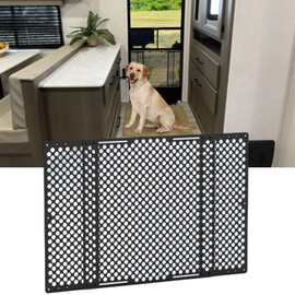 AUH Upgraded RV Screen Door Protector, Premium Adjustable RV Entry Screen Door Grille, Aluminum Alloy Protector Guard for RV, Camper, Adjustable Range 22" - 31.5", Round Black