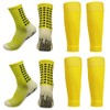 BUKEORE 2 Set Anti-slip Grip Soccer Socks with Shin Guard