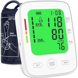 Monitor de presión arterial para uso doméstico, máquina automática de presión arterial en la parte superior del brazo con visualización LCD grande,...
