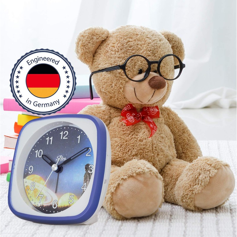 SELVA Children's Alarm Clock Starry Sky with Motifs Sweeping Second