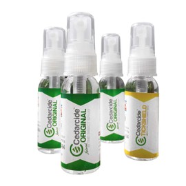 Cedarcide Original + Tickshield Family 4-Pack (Small) Cedar Oil Flea & Tick Bug Spray for Hikers, Dogs + Cats