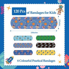 120Pcs Bandaids Variety Pack, Kids Bandaids, Kids Bandaids Girls Boys, Toddler Bandaids, Waterproof Bandages, Breathable Adhesive Bandages, Bandages for Wounds, 6 Styles Kids Bandages (Fantasy Style)