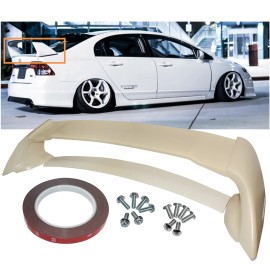 ZXMT For 06-11 Honda Civic 4DR Sedan Unpainted Mugen Style RR Rear Trunk Spoiler Wing