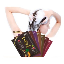 Paquete 10 Piezas Shampoo Tinte Instantaneo 15min Cubre Cana