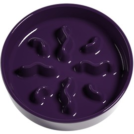 LE TAUCI PET Ceramic Slow Feeder Dog Bowls Small Breed, 0.5 Cups Dog Food Dish for Fast Eaters, Puzzle Bowl for Small Dogs and Cats, 5.5 Inch-Purple