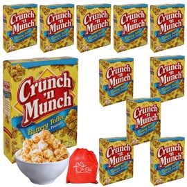 Ja'Cor Buttery Toffee Popcorn with Peanuts Pack of 11, Crunchy Sweet Butter Coated Popcorn Snacks, Lunchbox Party Favor Movie Night Pantry Supplies Gift Stuffers, 6 oz Box Bundle with 1 Red Bag