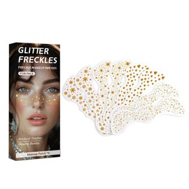 Rostblant Glitzer Sommersprossen Make-up Patches,Wasserfeste Goldene Sterne und Punkte Temporäre Tattoos,Faux-Sommersprossen, Gesicht Aufkleber Face Sticker Für Frauen/Teenager/Mädchen