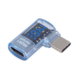 Maxhood 140W USB C Right Angle Adapter with Digital Display, 40Gbps &8K Video 90 Degree Right Angle USB C Adapter Type C Extender for Macbook, PC, 1Pack in Blue