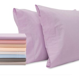 Superity Linen Pillow Cases Standard Size - Open Enclosure - 2 Pack - 100% Soft and Comfortable Premium Cotton - Lavender