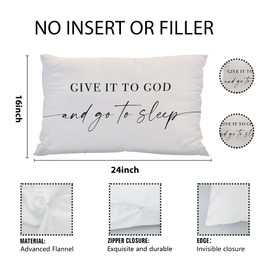 Knibeo Give It to God and Go to Sleep,Decorative Pillows Cover for Bed,Throw Pillows Cover for Bed,16x24 Inch Silk Pillow Case,Decorative Bed Pillows Cover for Bedroom Room（Cream-Coloured 16" x 24"）