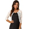 Allegra K Women's Elegant Ruffle Collar Crop Cardigan Sheer Floral