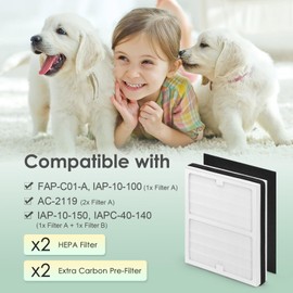 HSIAMEN IAF-H-100A Filter A Compatible with Idylis Air Purifier Replacement Filters A Models IAP-10-100 IAP-10-150 AC-2119 IAPC-40-140 FAP-C01-A, 2 HEPA Filter & 4 Carbon Pre-Filter