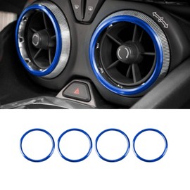 JWWY for Camaro Air Conditioning Vent Air Vent Ventilation Outlet Protection Ring Cover Trim for 2017-2025+ Chevy Camaro Interior Accessories Aluminum Alloy Blue