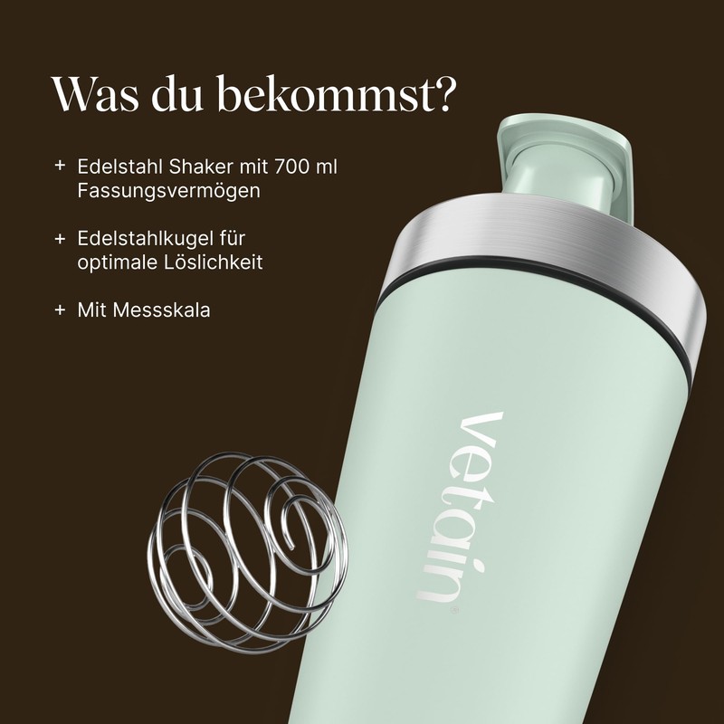 VETAIN Stainless Steel Shaker 700 ml - 100% Leak-Proof -