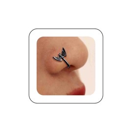 Iaceble Bohemia Black Bat Nose Ring U Shape Clip On Nose Cuff Bat Wing Nose Stud Faux Nose Septum Ring Black Bendable Nose Ring Body Nose Ring Jewelry for Women