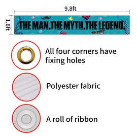 The Man The Myth The Legend Large Banner, Father Birthday Garland, Father’s Day Lawn Sign Porch Sign, Father’s Day Party Decorations, Indoor Outdoor Backdrop 8.9 x 1.6 Feet