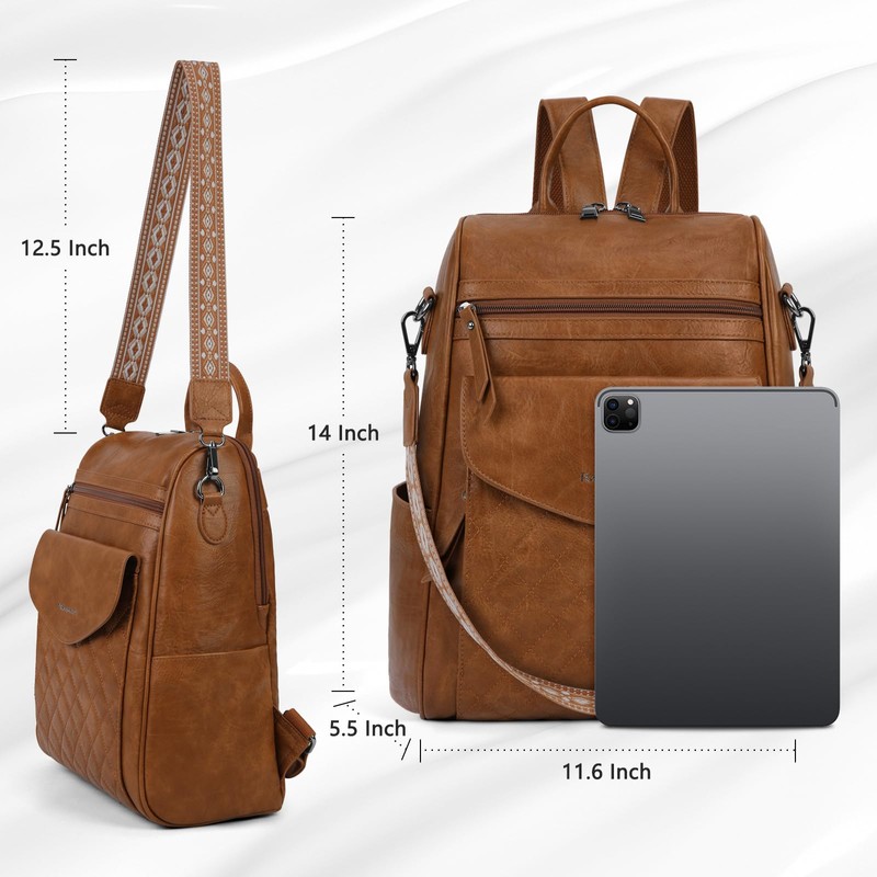 RAINSMORE Backpack Purse for Women Fashion Leather Backpack Designer Ladies