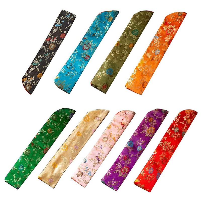 PHILSP Fan Protector Hand Fan Cover Bag Vintage Embroidery Floral
