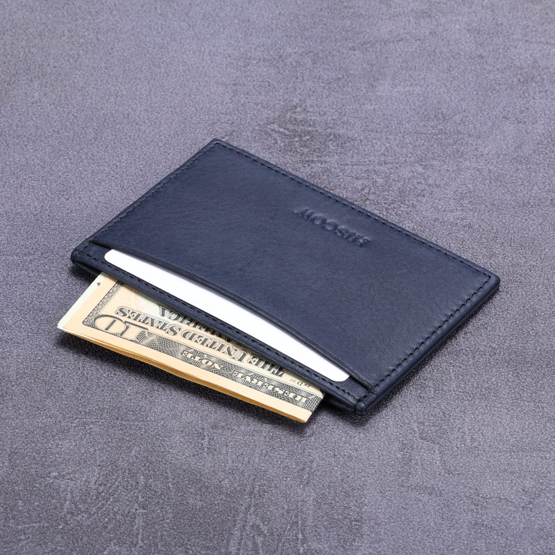 Leather Thin Card Holder, Slim ID Case Small Credit Card