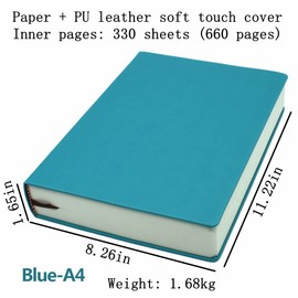 receip Faux Leather Thick Blank Journal Notebook 660 Pages Hardcover Sketchbook 80GSM Paper Sketchbook for Writing Drawing