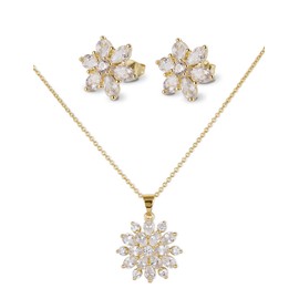 LuckyLy Set de Joyería para Mujer de Oro 14k con Zirconia Cúbica, Juego de Collar y Aretes Mujer – Accesorios Ideales como Regalos para Mujer Navidad y Regalos para Mamá, Modelo Gia