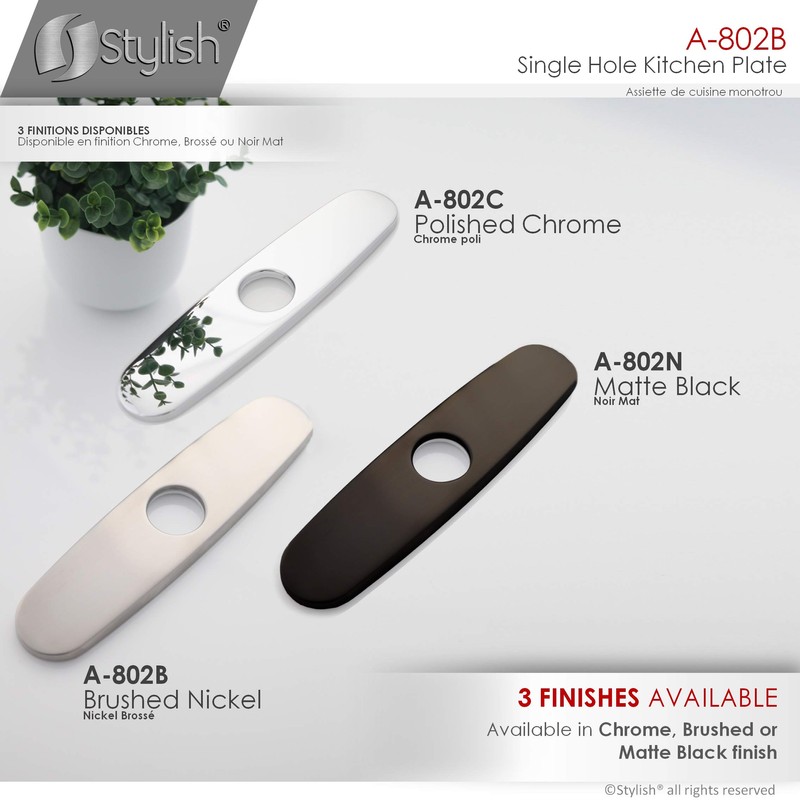 STYLISH Kitchen Sink Faucet Hole Cover Deck Plate Escutcheon A-802B