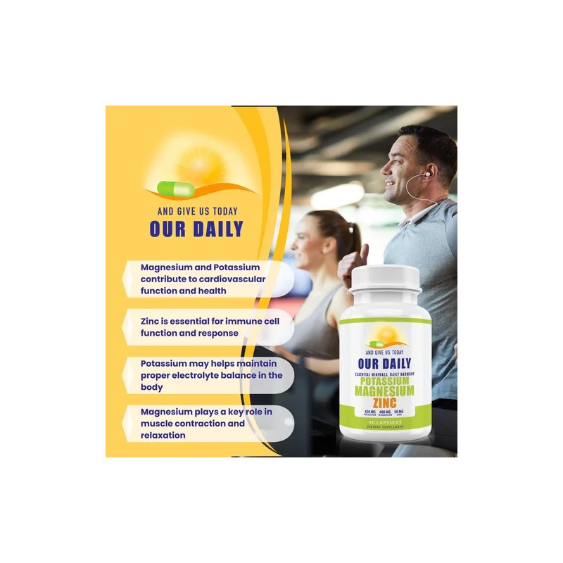 Magnesium Potassium Zinc Cápsulas 90 Vegano Suplemento